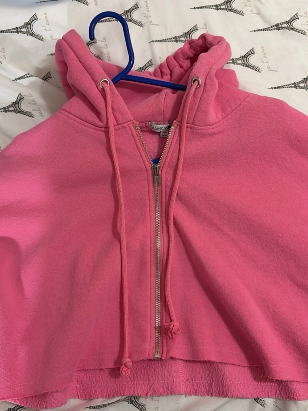 Fashion Nova pink cropped zip hoodie